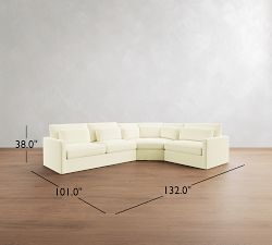 Westwood Slim Arm Deep Seat Slipcovered 3-Piece Wedge Sectional (130")