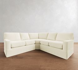 Buchanan Modern Square Arm Slipcovered 3-Piece L-Shaped Wedge Sectional (98")