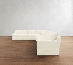 Buchanan Modern Square Arm Slipcovered 5-Piece Curved Wedge Sectional (162")