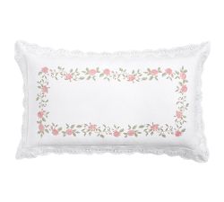 LoveShackFancy Pink Embroidered Rose Sham