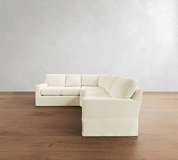 Buchanan Modern Square Arm Slipcovered 3-Piece L-Shaped Wedge Sectional (98")