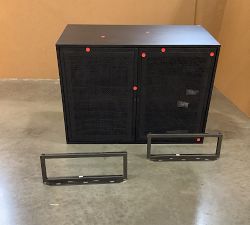 Open Box: Dolores Cane Cabinet (35&quot;), 2 Door Cabinet - Black Wash