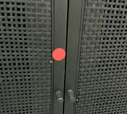 Open Box: Dolores Cane Cabinet (35&quot;), 2 Door Cabinet - Black Wash