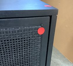 Open Box: Dolores Cane Cabinet (35&quot;), 2 Door Cabinet - Black Wash