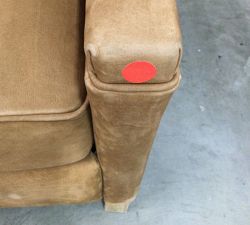 Open Box: Tyler Square Arm Leather Manual Tall Recliner without Nailheads (41&quot;), Down Blend Wrapped Cushions - Nubuck Caramel, Seadrift Finish