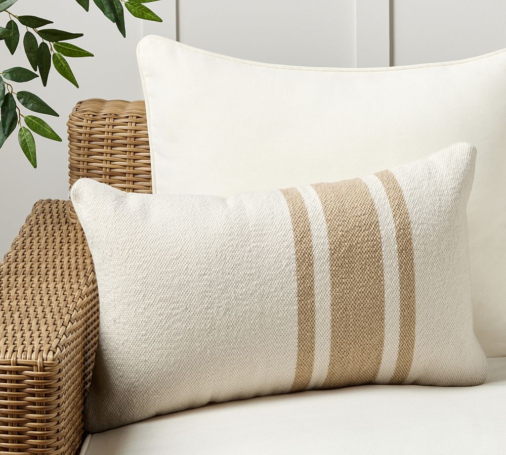 Modern Farmhouse Striped Outdoor Lumbar Pillow