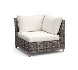 Open Box: Build Your Own - Torrey Wicker Square Arm Outdoor Sectional Component, Corner Chair w/ Cushion - Charcoal Gray
