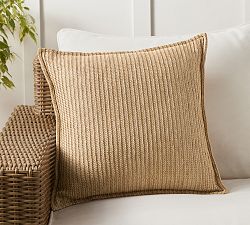 Faux Natural Fiber Flange Outdoor Pillow