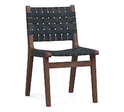 Open Box: Fenton Leather Dining Chair - Statesville Indigo, Coffee Bean Frame