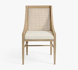 Open Box: Atwood Cane Dining Armchair - Performance Boucle Oatmeal, Seadrift Frame