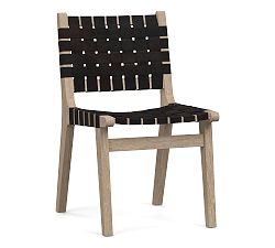 Open Box: Fenton Woven Leather Dining Side Chair - Vintage Midnight, Seadrift Frame