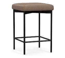 Open Box: Maison Leather Backless Counter Stool, 24" - Legacy Taupe, Antique Bronze