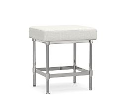 Open Box: Vanity Stool - Basketweave Slub Ivory, Chrome Base