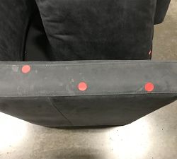 Open Box: Ayden Barrel Leather Swivel Armchair, Polyester Wrapped Cushions - Navy Keystone