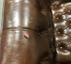 Open Box: Edgewood Leather Swivel Chair, Individual, Seadrift Base, Statesville - Molasses