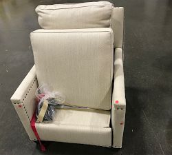 Open Box: Tyler Square Arm Upholstered Recliner, Tall 41&quot;, With Nailheads - Sunbrella&#0174 Performance Herringbone, Light Gray