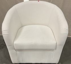 Open Box: Blake Swivel Armchair, Polyester Wrapped Cushions - Performance Textured Weave White