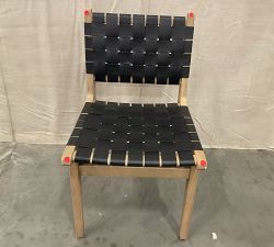 Open Box: Fenton Woven Leather Dining Side Chair - Vintage Midnight, Seadrift Frame