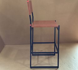 Open Box: Hardy Leather Stool, Bar Stool 30&quot;H - Individual - Bronze/Saddle Tan Leather