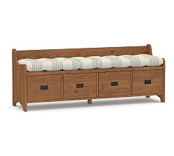 Open Box: Wade Entryway Bench Cushion, Large, Performance Stripe - Coastal Awning Stripe