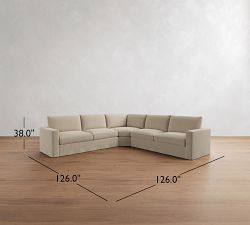 Westwood Square Arm Slipcovered 3-Piece L-Shaped Wedge Sleeper Sectional (127")