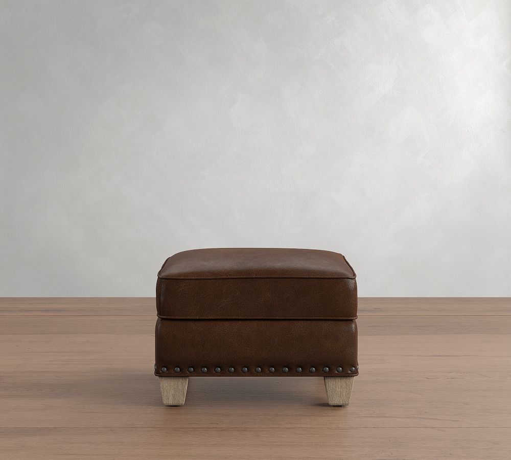 Irving Leather Storage Ottoman - Statesville Molasses