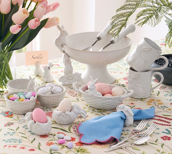 Rustic Bunny Stoneware Candy Bowl - Thumbnail 3