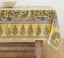 Bette Floral Block Print Cotton Tablecloth