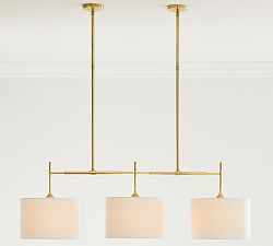 Linen Drum Shade Linear Chandelier (43&quot;)