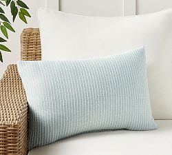 Open Box: Sunbrella® Pickstictch Striped Outdoor Pillow, 16" x 24" - Chambray