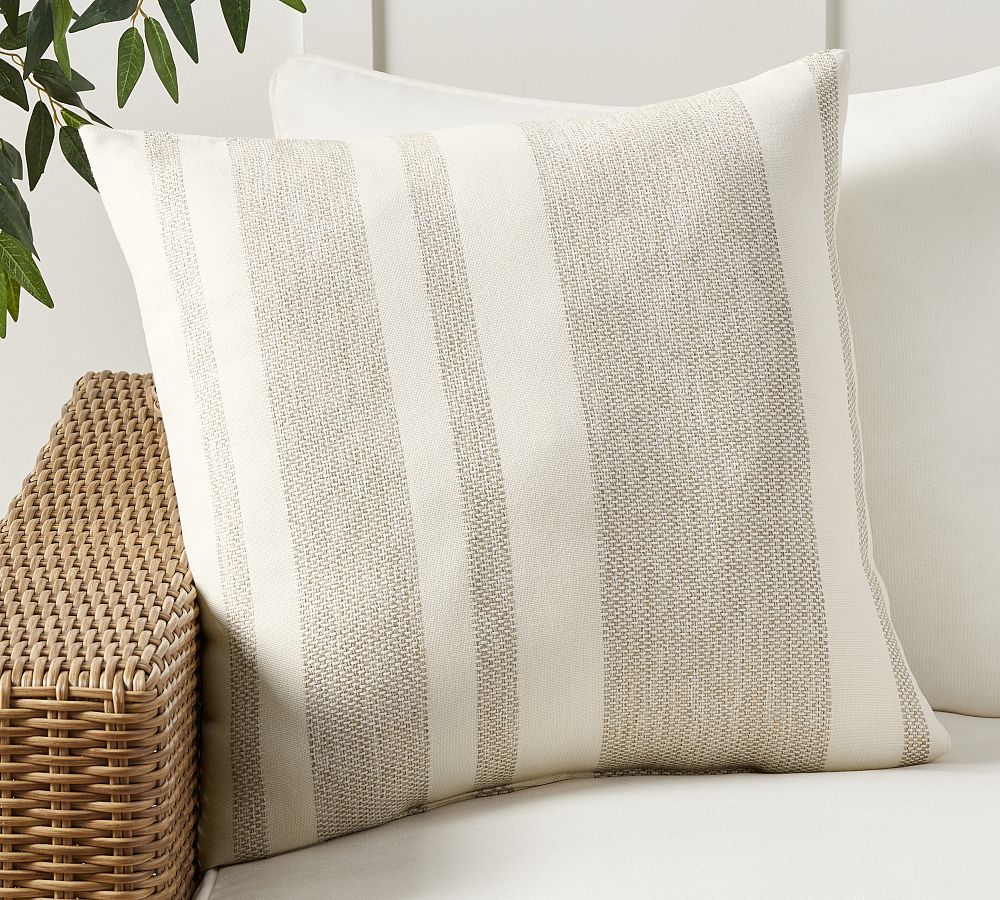 Sunbrella® Holden Striped Outdoor Pillow - Ecru, 24"