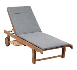 Ardine Teak Outdoor Single Chaise Lounge with Wheels