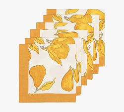 Pear Blockprint Cotton Napkins - Set of 6