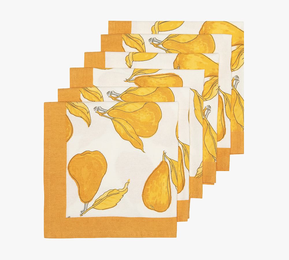 Pear Blockprint Cotton Napkins - Set of 6