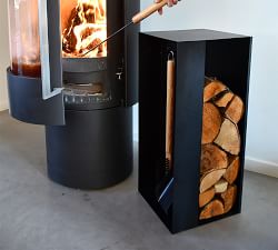 Steel Fireplace Tool Set with Log Storage
