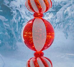 Shatterproof Lit Outdoor Hanging Peppermint Finial Ornament