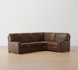 Turner Square Arm Leather Reversible Power Reclining Sectional - Storage Available (115&quot;&ndash;128&quot;)