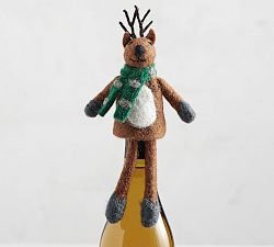 Reindeer Felt Wine Topper