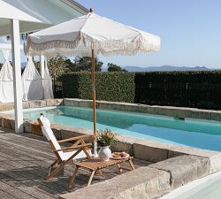 St. Tropez 7' Round Outdoor Patio Umbrella - Teakwood Frame