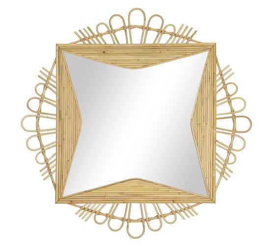 Josephine Rattan Round Mirror, 42" x 42"