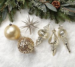 Shatterproof Gilded Gold Star Ornament Sets