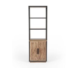 Parquet Reclaimed Wood Open Bookcase with Doors