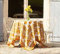 Pear Blockprint Cotton Tablecloth