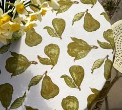 Pear Blockprint Cotton Tablecloth