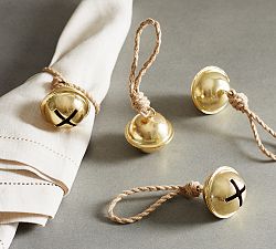 Jingle Bell Twine Napkin Rings, Set of 4