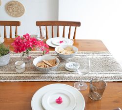 Two-Toned Striped Hand-Braided Jute Table Runner