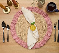 Handwoven Lemon Napkin Rings - Set of 4