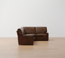 Turner Square Arm Leather Reversible Power Reclining Sectional - Storage Available (115&quot;&ndash;128&quot;)
