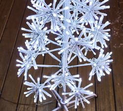 Lit Twinkling Cluster Snowflake Tree with Blue Flash