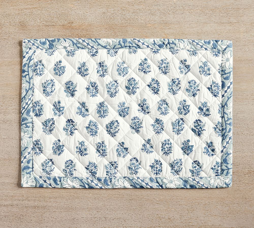 Sophia Block Print Quilted Placemats - Set of 4 | Pottery Barn
